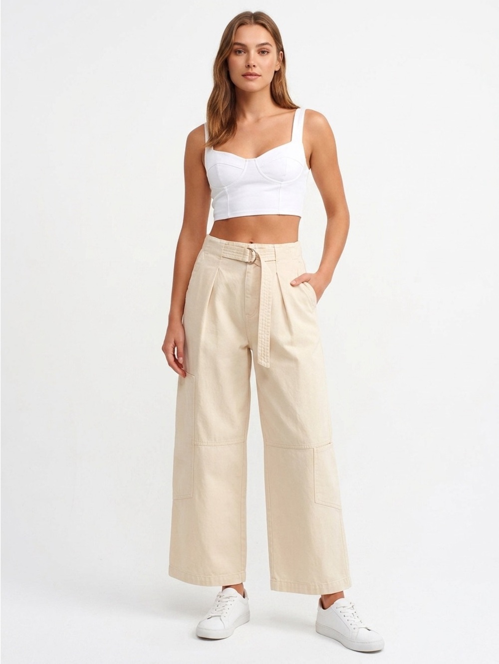 ZARA High Rise Paperbag Cargo Pants M Utility Chic Streetwear Trendy